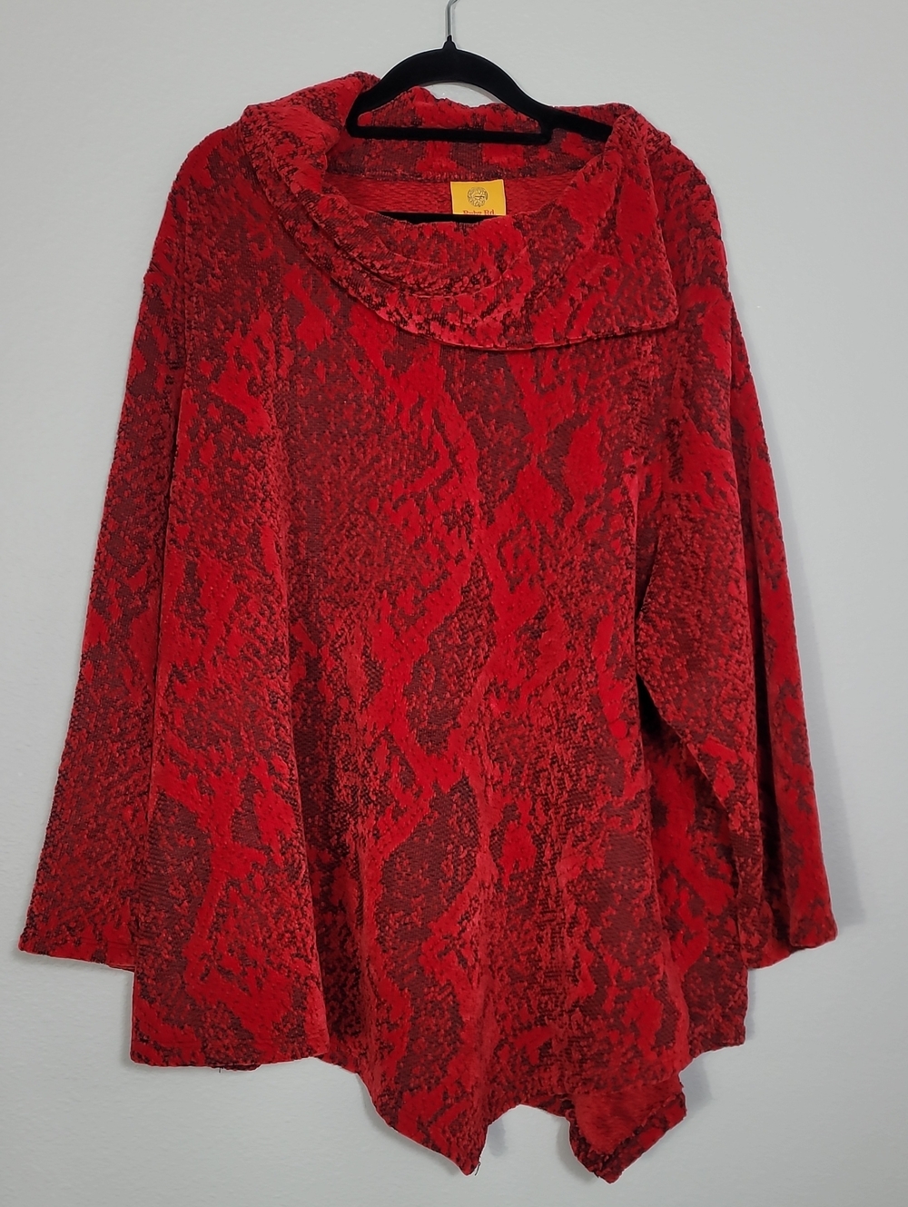 Ruby Rd Red Plush Cowl Neck Sweater Size 3X